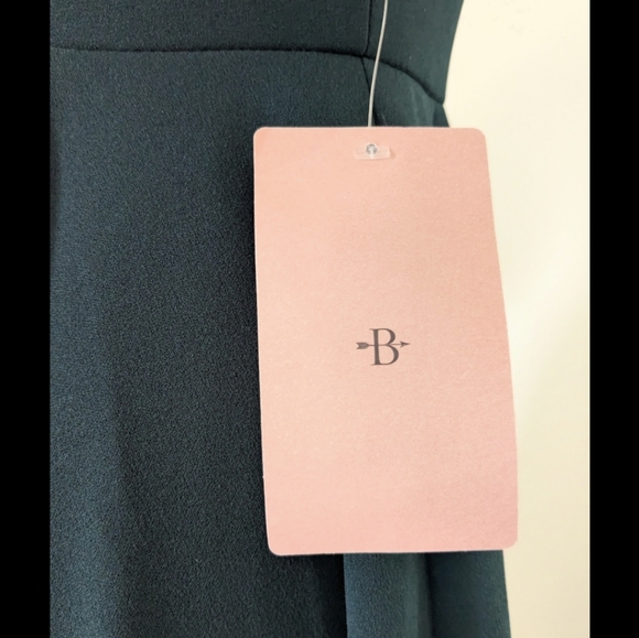 BHLDN Valdis Emerald Green 3/4 Sleeve Midi Formal Dress Deep V NWT - Picture 10 of 11